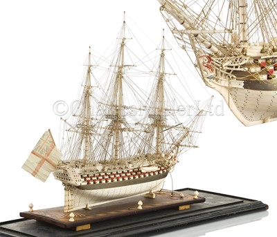 Lot 194 - A FINE FRENCH NAPOLEONIC PRISONER-OF-WAR BONE MODEL FOR H.M.S. CALEDONIA