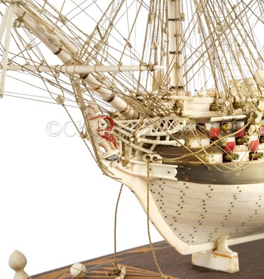 Lot 194 - A FINE FRENCH NAPOLEONIC PRISONER-OF-WAR BONE MODEL FOR H.M.S. CALEDONIA