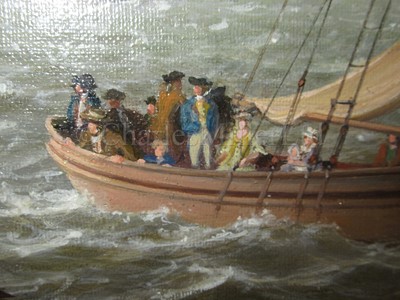Lot 48 - LEONARD JOHN PEARCE (BRITSH, CIRCA 1985) The training ship 'Marine Society’ (ex-'Beatty') heaving-to in the Thames in circa 1786