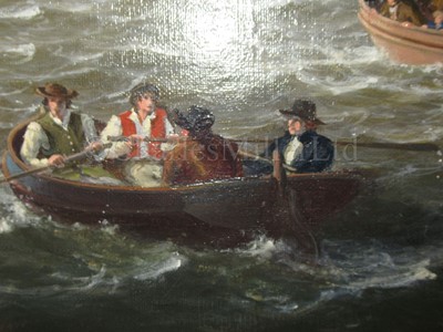 Lot 48 - LEONARD JOHN PEARCE (BRITSH, CIRCA 1985) The training ship 'Marine Society’ (ex-'Beatty') heaving-to in the Thames in circa 1786