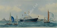 Lot 163 - δ M.G. PEARSON (BRITISH, 20TH CENTURY); H.M.Y. 'Britannia' and vessels of the R.Y.S. off the Isle of Wight
