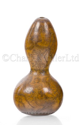 Lot 88 - A SCRIMSHAW DECORATED GOURD, CIRCA 1840