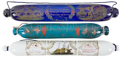 Lot 110 - A TRANSFER-PRINT ROLLING PIN OR NAILSEA SALT, CIRCA 1860