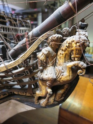 Lot 170 - A 1:48 SCALE ADMIRALTY BOARD STYLE MODEL OF THE 100 GUN FIRST-RATE SHIP OF THE LINE ROYAL WILLIAM AS REBUILT TO THE 1719 ESTABLISHMENT, THOUGHT TO BE 19TH CENTURY