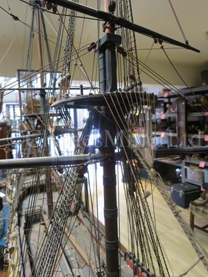 Lot 170 - A 1:48 SCALE ADMIRALTY BOARD STYLE MODEL OF THE 100 GUN FIRST-RATE SHIP OF THE LINE ROYAL WILLIAM AS REBUILT TO THE 1719 ESTABLISHMENT, THOUGHT TO BE 19TH CENTURY