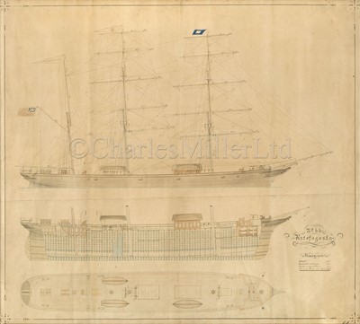 Lot 2 - THE SHIPBUILDER'S PROFILE PLANS FOR THE IRON BARQUE ANTOFAGASTA, WILLIAM DOXFORD & SONS, 1875