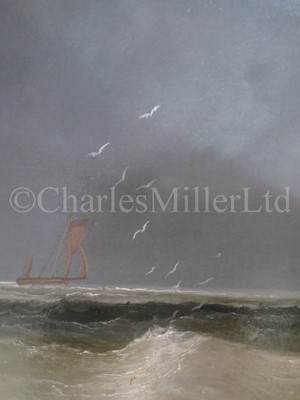 Lot 25 - JAMES WEBB (BRITISH, 1825-1895) : Luggers off a jetty