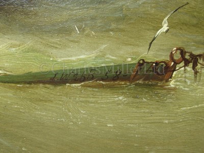 Lot 25 - JAMES WEBB (BRITISH, 1825-1895) : Luggers off a jetty