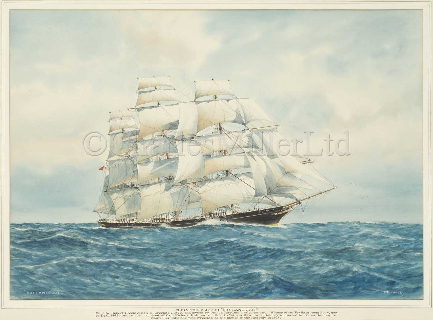 Lot 9 - ERIC TUFNELL (BRITISH, 1888-1979) : The China tea clipper ‘Sir Lancelot’