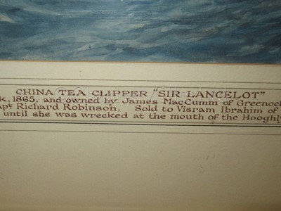 Lot 9 - ERIC TUFNELL (BRITISH, 1888-1979) : The China tea clipper ‘Sir Lancelot’