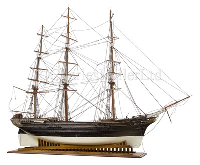 Lot 16 - AN IMPRESSIVE 19TH-CENTURY DOCKYARD-TYPE MODEL FOR A THREE-MASTER IDENTIFIED AS THE 'NEGRISUOLA', 1873