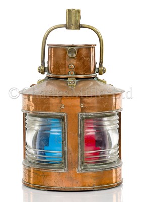 Lot 140 - A COPPER AND BRASS PORT-STARBOARD BOW LAMP, CIRCA 1916