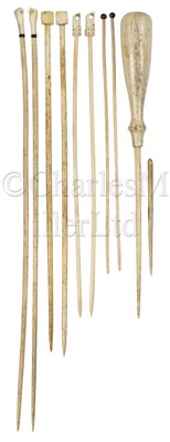 Lot 83 - Ø A RARE COLLECTION OF NANTUCKET WHALEBONE AND MARINE IVORY KNITTING NEEDLES, CIRCA 1790