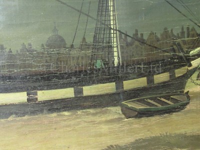 Lot 69 - ENGLISH SCHOOL (CIRCA 1850) : An English brig frozen to her mooring off Liverpool