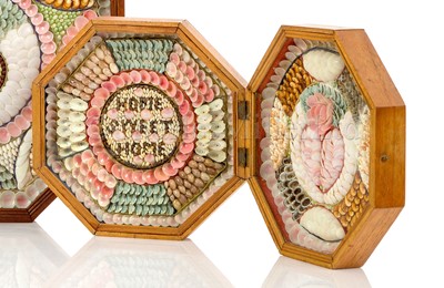 Lot 77 - A 19TH CENTURY BARBADOS DOUBLE SHELLWORK VALENTINE