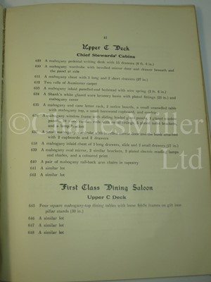 Lot 150 - AUCTION CATALOGUE OF THE APPOINTMENTS, EQUIPMENT AND PANELLING OF THE MAURETANIA
