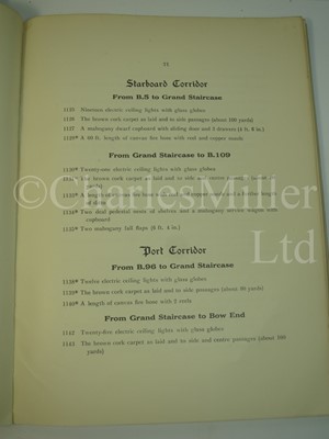 Lot 150 - AUCTION CATALOGUE OF THE APPOINTMENTS, EQUIPMENT AND PANELLING OF THE MAURETANIA