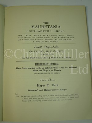 Lot 150 - AUCTION CATALOGUE OF THE APPOINTMENTS, EQUIPMENT AND PANELLING OF THE MAURETANIA