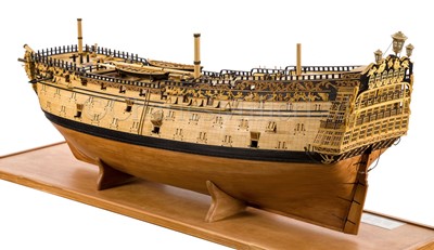Lot 175 - A FINE 1:48 SCALE ADMIRALTY BOARD STYLE MODEL OF THE 100 GUN FIRST-RATE SHIP ROYAL GEORGE [1756]