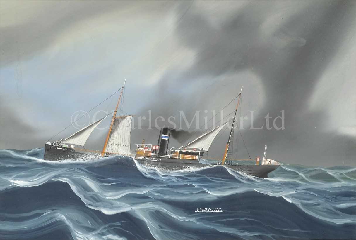 Lot 105 - NEAPOLITAN SCHOOL (LATE 19TH CENTURY) : Study of the sail steamer S.S. ‘Boilelau’ [BOILEAU]