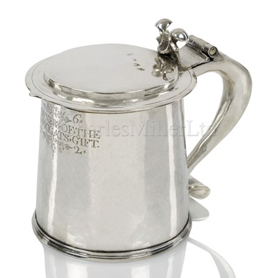 Lot 57 - A VERY RARE CHARLES II PRESENTATION NAVAL SILVER TANKARD