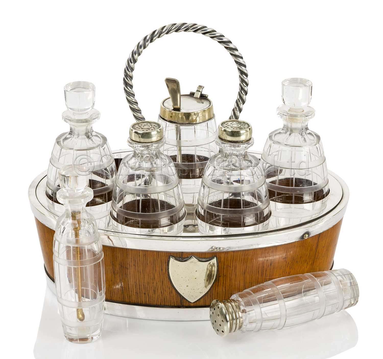 Lot 37 - AN ATTRACTIVE MARINE-THEMED CRUET SET BY THOMAS HARWOOD & SON, CIRCA 1871