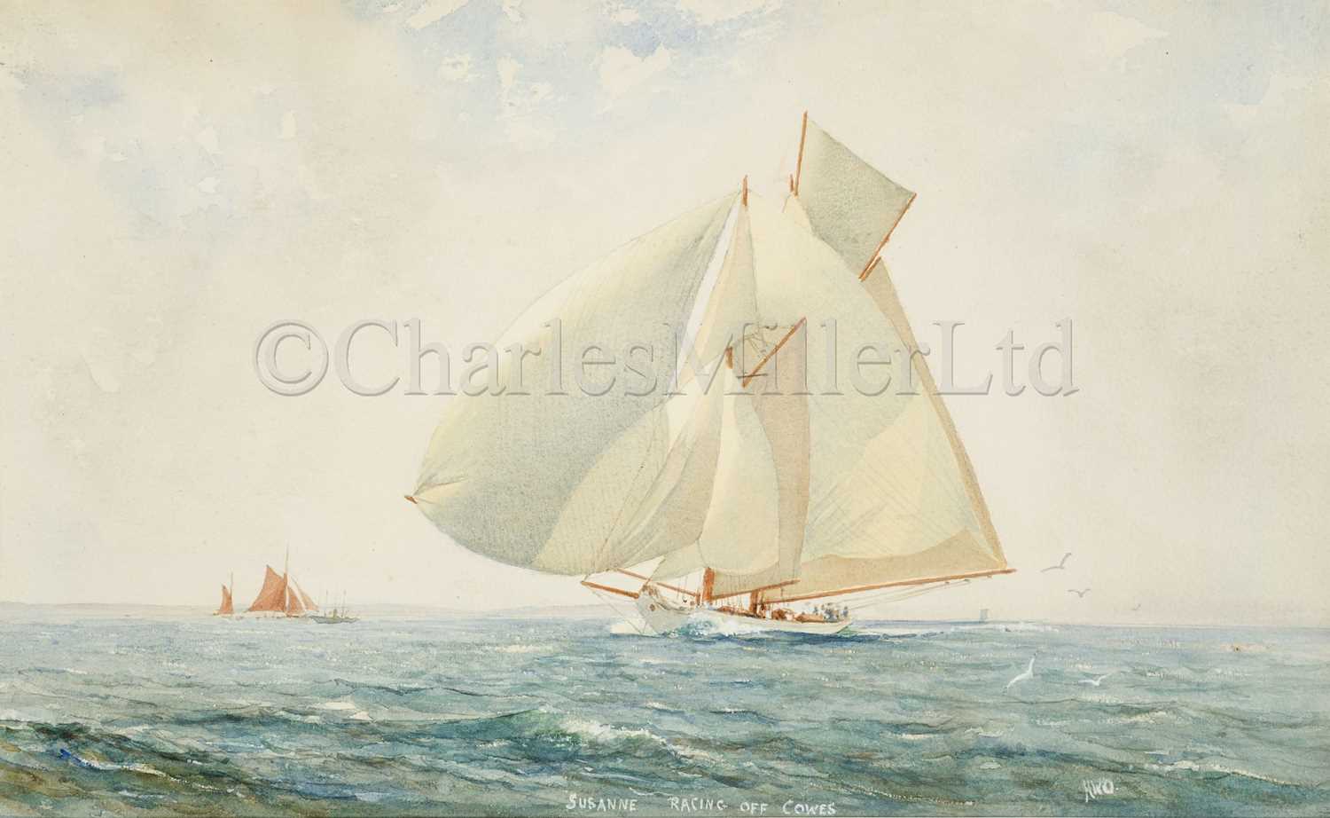 Lot 38 - HERBERT WALTER OAKE (BRITISH, 1888-1938) : ‘Susanne’ racing off Cowes