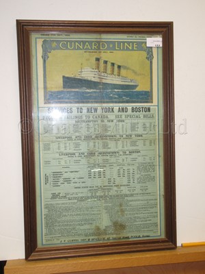 Lot 151 - A CUNARD TIMETABLE FOR OCTOBER 1924