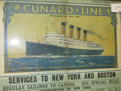 Lot 151 - A CUNARD TIMETABLE FOR OCTOBER 1924