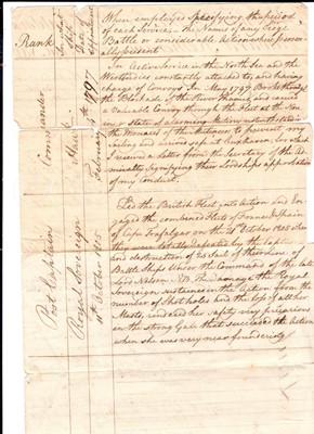 Lot 190 - STATEMENT OF THE SERVICES OF CAPTAIN EDWARD ROTHERAM IN THE ROYAL NAVY