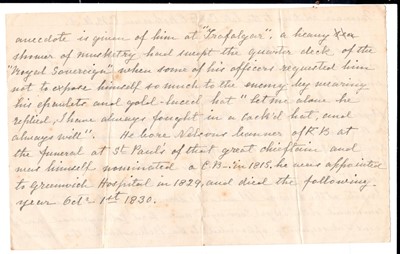 Lot 190 - STATEMENT OF THE SERVICES OF CAPTAIN EDWARD ROTHERAM IN THE ROYAL NAVY