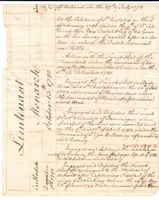 Lot 190 - STATEMENT OF THE SERVICES OF CAPTAIN EDWARD ROTHERAM IN THE ROYAL NAVY