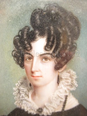 Lot 192 - Ø ATTRIBUTED TO HUGH DOUGLAS HAMILTON (1739-1808): Portrait of a lady identified as Dorothea Rotheram, wife of Captain Rotheram, circa 1790