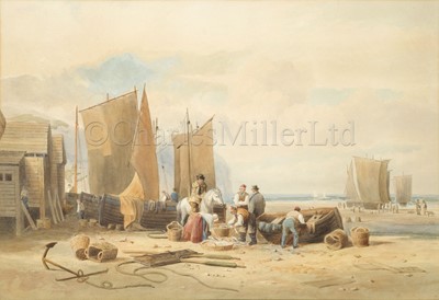 Lot 23 - ATTRIB. TO THOMAS MILES RICHARDSON JR (BRITISH, 1813-1890) : Sorting fish, Northumberland