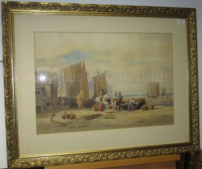 Lot 23 - ATTRIB. TO THOMAS MILES RICHARDSON JR (BRITISH, 1813-1890) : Sorting fish, Northumberland