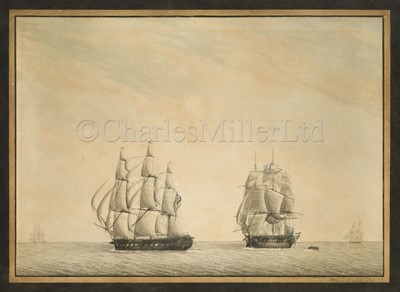 Lot 196 - GEORGE GUSTAVUS LENNOCK R.N. (BRITISH, CIRCA 1775-1866) :  Frigates of the Blue Squadron on patrol
