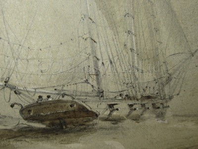 Lot 56 - OSWALD WALTER BRIERLY (BRITISH, 1817-1894) : H.M.S. ‘Malabar’ (74) running up from a gale, November 30th 1841