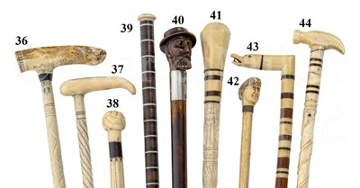 Lot 44 - Ø A 19TH CENTURY WHALEBONE AND MARINE IVORY SAILORWORK  WALKING STICK POSSIBLE FOR SHIPS CARPENTER