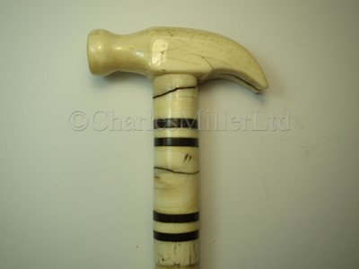 Lot 44 - Ø A 19TH CENTURY WHALEBONE AND MARINE IVORY SAILORWORK  WALKING STICK POSSIBLE FOR SHIPS CARPENTER