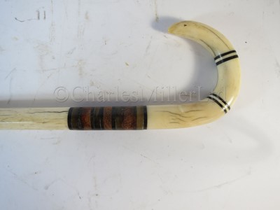 Lot 102 - Ø A 19TH CENTURY SAILORWORK WHALEBONE AND MARINE IVORY WALKING STICK