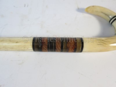 Lot 102 - Ø A 19TH CENTURY SAILORWORK WHALEBONE AND MARINE IVORY WALKING STICK
