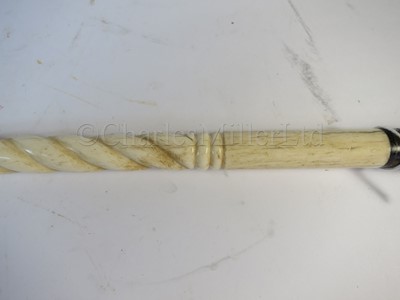 Lot 102 - Ø A 19TH CENTURY SAILORWORK WHALEBONE AND MARINE IVORY WALKING STICK