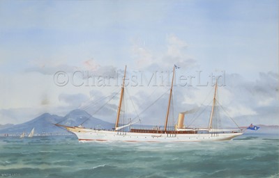 Lot 138 - ANTONIO DE SIMONE (ITALIAN, 1851-1907) : The steam yacht ‘White Ladye’ off Naples, circa 1892