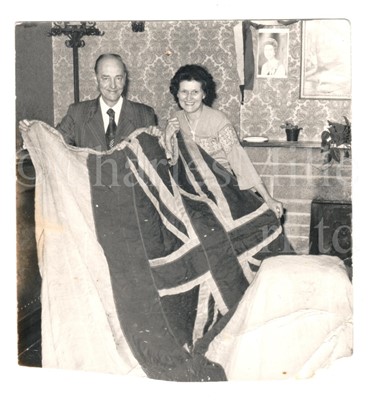 Lot 318 - H.M.S. EXETER'S BATTLE ENSIGN FLOWN DURING THE ACTION AGAINST S.M.S. ADMIRAL GRAF SPEE AT THE BATTLE OF THE RIVER PLATE, 13TH DECEMBER, 1939