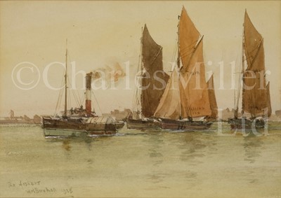 Lot 5 - WILLIAM STEPHEN TOMKIN, BRITISH (1861-1940) A hay barge approaching the Thames Estuary