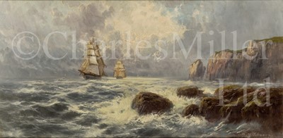 Lot 66 - SIDNEY YATES JOHNSON (BRITISH, 1890-1926) Shipping off the Needles, Isle of Wight