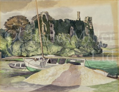 Lot 95 - JOHN NASH, BRITISH (1893-1977) Laugharne Castle, Carmarthenshire, circa 1950