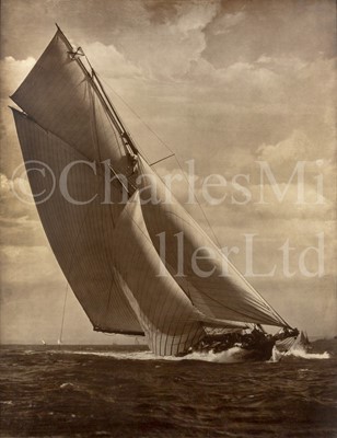 Lot 85 - AN IMPRESSIVE SEPIA TONE PHOTOGRAPHIC PRINT BY BEKEN OF COWES OF THE RACING YACHT 'MOHAWK' RACING AT THE 1888 SOUTHAMPTON YACHT CLUB REGATTA, PROBABLY 20TH CENTURY