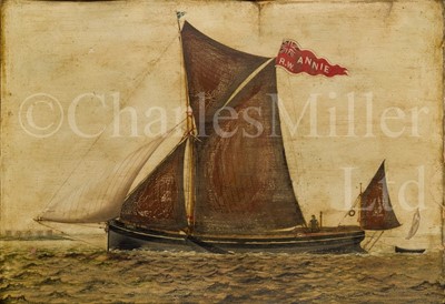 Lot 14 - ENGLISH PRIMITIVE SCHOOL, CIRCA 1890 : The sprit sail barge 'Annie'