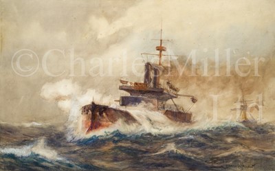 Lot 268 - NORMAN WILKINSON (BRITISH, 1878-1971) : An Early Type of Seagoing Turret Ship, 'H.M.S 'Thunderer', 1863